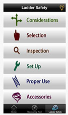screen shot of ladder app menu page